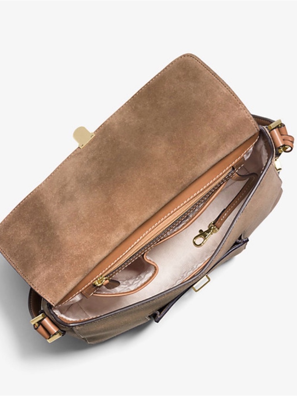 Michael Kors Suede Satchel with Tan Leather Trim - Picture 10 of 16